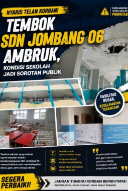 Nyaris Telan Korban! Tembok SDN Jombang 06 Ambruk, Kondisi Sekolah Jadi Sorotan Publik