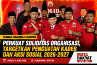 Pengurus DPD, DPC, dan DPAC MADAS Sadarah se-Banten berfoto bersama usai pelantikan dan konsolidasi organisasi yang digelar di Tangerang, Jumat (5/6/2026).