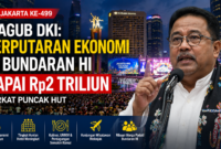 Wakil Gubernur DKI Jakarta Rano Karno menyampaikan estimasi perputaran ekonomi di kawasan Bundaran HI yang mencapai lebih dari Rp2 triliun saat puncak perayaan HUT Jakarta ke-499.