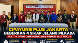 Perwakilan organisasi Cipayung Plus DKI Jakarta berfoto bersama usai konferensi pers bertema 