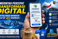 Ilustrasi transformasi digital penyaluran bantuan sosial melalui Portal Perlinsos yang tengah diuji di 43 kabupaten/kota sebagai langkah menuju sistem bansos nasional yang lebih transparan, akurat, dan tepat sasaran.