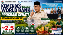 Menteri Desa dan Pembangunan Daerah Tertinggal, Yandri Susanto, saat peluncuran Program Swasembada Ekonomi Hijau dan Pangan Terintegrasi (SEHATI) di Banten. Program hasil kolaborasi Kemendes PDT dan World Bank ini membuka peluang pendanaan hingga Rp2,5 miliar bagi desa melalui BUMDes berdasarkan proposal yang memenuhi persyaratan.