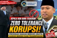 Kepala Badan Gizi Nasional (BGN) yang baru menegaskan komitmen zero tolerance terhadap korupsi dan memastikan Program Makan Bergizi Gratis (MBG) dijalankan secara transparan, akuntabel, dan berbasis sistem digital.