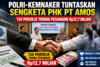 Ilustrasi proses mediasi antara Polri, Kementerian Ketenagakerjaan, perusahaan, dan perwakilan pekerja yang menghasilkan kesepakatan pembayaran pesangon Rp12,7 miliar kepada 134 pekerja PT Amos Indah Indonesia.