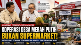 Ilustrasi Koperasi Desa Merah Putih sebagai pusat distribusi bantuan sosial, barang subsidi, hasil pertanian, dan Program Makan Bergizi Gratis (MBG) sesuai arahan Presiden Prabowo Subianto.