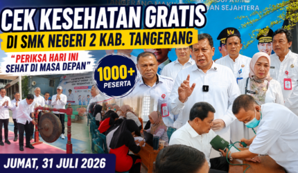 Bupati Tangerang Moch. Maesyal Rasyid membuka Program Cek Kesehatan Gratis di SMKN 2 Kabupaten Tangerang yang diikuti sekitar 1.500 pelajar di Kecamatan Sepatan.