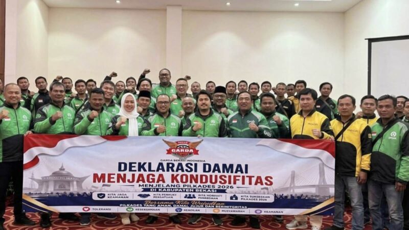 GARDA Kabupaten Bekasi menyatakan Deklarasi Damai menjelang Pilkades Serentak 2026 untuk menjaga keamanan, persatuan, ketertiban, dan kondusifitas masyarakat.